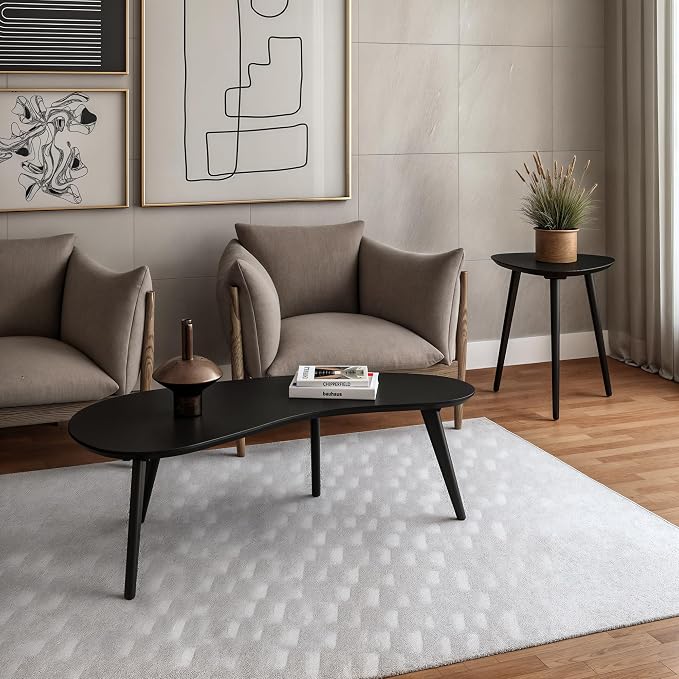 Camaflexi Mid Century Modern Abstract Shaped Coffee Table/Wood/Black Finish