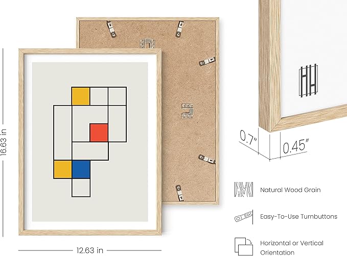 HAUS AND HUES Bauhaus Modern Mid Century Wall Art Print - Geometric Wall Art Decor, Retro Wall Art, Abstract Mid Century Wall Decor, Modern Art Print (Beige Frame, 12x16)