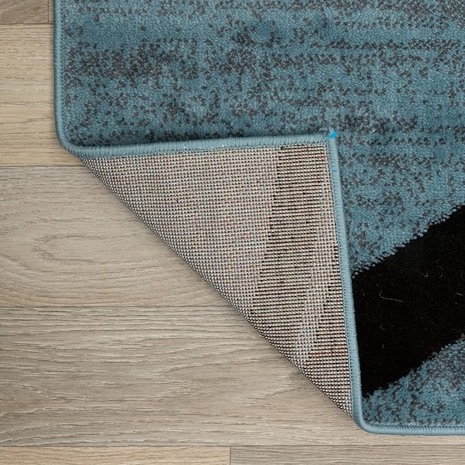 Rugshop Modern Wavy Circles Design Accent Rug, Fade-Resistant Carpet for Entryway, Bathroom, or Kitchen, Blue, 2'7" x 4'