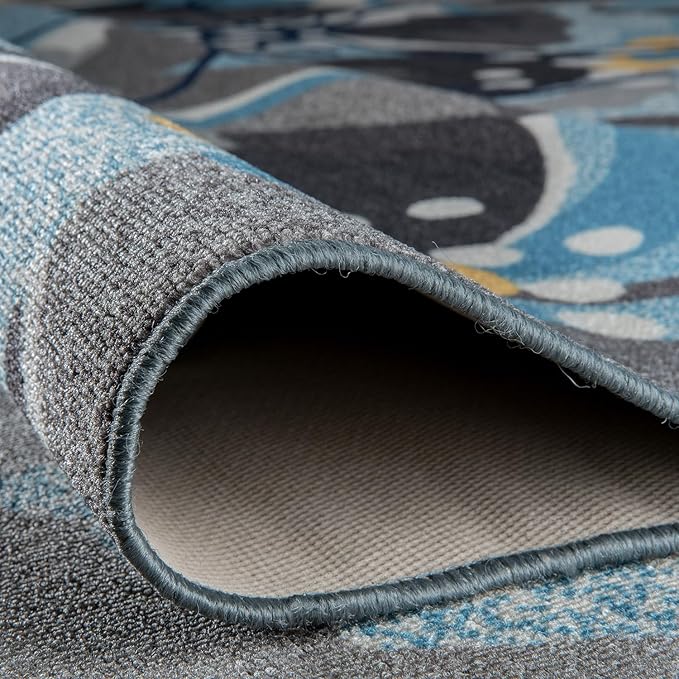 Rugshop Gray Large Floral Non-Slip Area Rug Fade Resistant for Living Room, Dining Room and Large Spaces, 8' Round