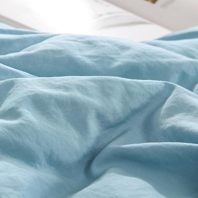 WRENSONGE Queen Comforter Set- 7 Pieces Soft Blue Bed in a Bag Queen with Fitted Sheet, Flat Sheet, 2 Pillow Shams, and 2 Pillowcases- Warm Bedding Sets for All Season