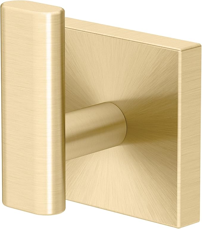 Gatco 4065 Elevate Single Robe Hook, Wall Mounted Hook for Bathroom Towels & Robes, 2 Inch W x 2.5 Inch H, Brushed Brass