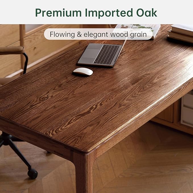 100% Solid Wood Desk, Home Office Computer Desk, Modern Writing Desk for Study, Dining Room & Living Space Walnut Color 62.99" W