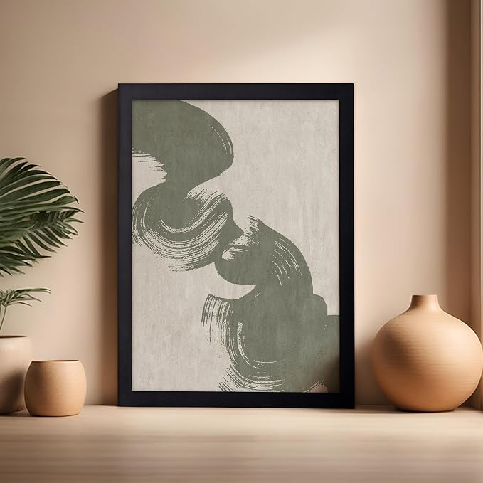 Poster Master Brush Strokes Poster - Painted Swirl Print - Paint Strokes Art - Drawing Illustration - Sketch Design - Abstract Painting - Office or Bedroom Decor - 16x20 Black Framed