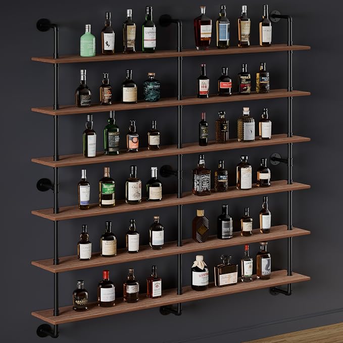 HDDFER Floating Shelves for Wall Living Room Shelves Bookshelf Industrial Pipe Shelving Shelf Real Wood Planks 60 inch Rustic Wall Shelves Hanging Bookshelves Farmhouse Kitchen Bar Shelving