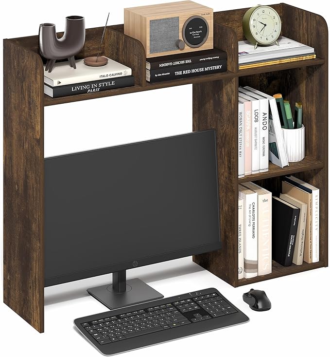 Furinno Classic Desk Shelf, 5-Shelf Desktop Hutch, Book Shelf, 3-Tier Desk Organzier, for Office Supplies, Office Desk Accessories, for Home Office, College, Dorm, White