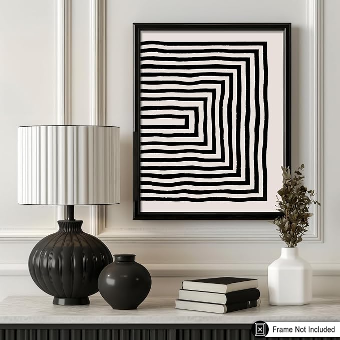 Poster Master Japanese Ink Poster - Rectangle Tunnel Print - Geometric Illustration - Abstract Illustration - Line Artwork - Mid Century Modern Art - Minimal Living Room Design - 11x14 UNFRAMED Wall decor