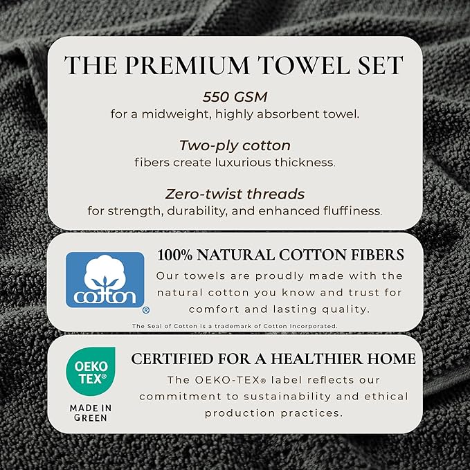 Great Bay Home 100% Cotton Oversized 2 Pack 68x35 Extra Large Towel Set - Absorbent, Quick-Drying, Durable Oversized Bath Sheets for Bathroom Décor (Midnight)