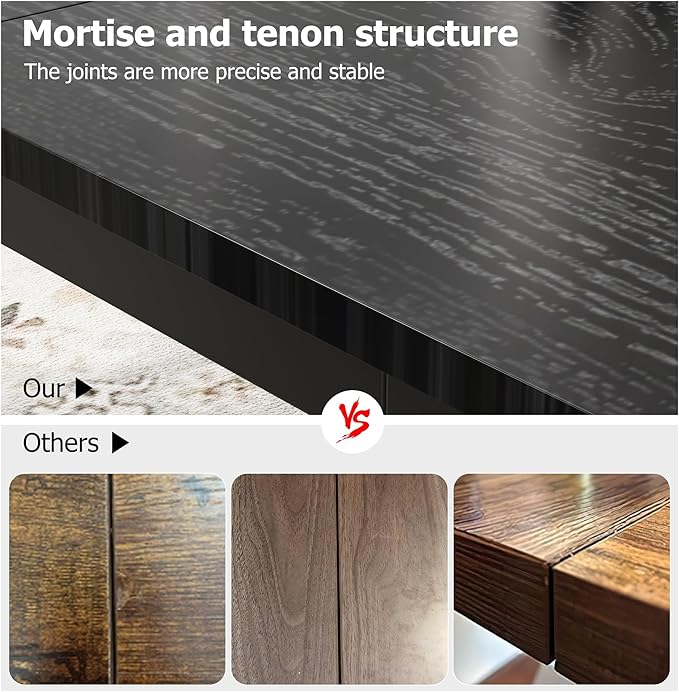 79 Inch Industrial Dining Table for 4-6 Person Rectangle Kitchen Table with Metal Legs,Round Corners, Writing Desk, for Modern Farmhouse, for Kitchen, Dining Room,Quick Assembly, Wood