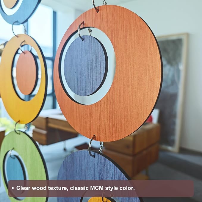 MidModArt 25PCS Retro Mid Century Modern Wall Art MCM Decor for Living Room Bedroom Kitchen Study, Colored Wood Texture 14.1"x51.6"
