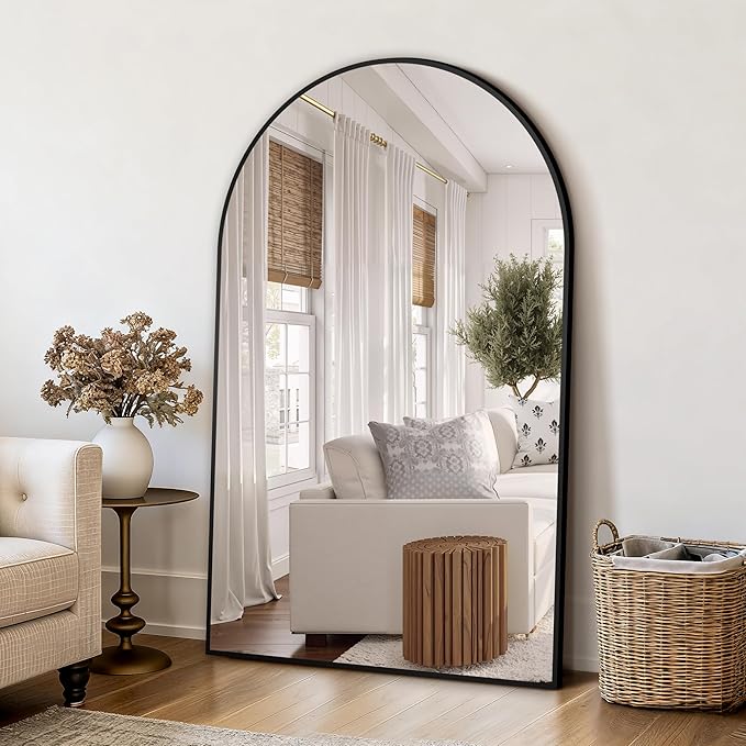 Arched Wall Mirror for Bathroom,Mirrors for Wall,35"x55",Vanity Mirror for Bedroom Dresser, Entryway, Living Room, Metal Frame,Hanging or Leaning Against(Black)