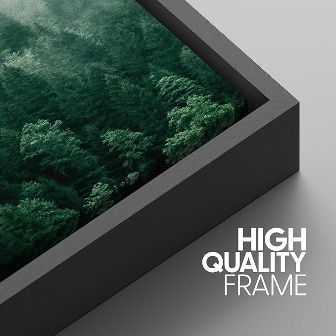 SIGNWIN Framed Canvas Print Wall Art Set Fog & Mist Mountain Forest Valley Nature Wilderness Photography Modern Art Rustic Landscape Relax/Calm for Living Room, Bedroom, Office - 24"x36"x3 Black