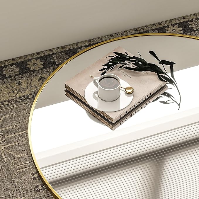 Round Mirror Wall Mounted Mirror - 20" Circle Mirror Bathroom Vanity Mirror with Aluminum Frame for Bedroom Living Room, Entryway Decor Gold Mirror