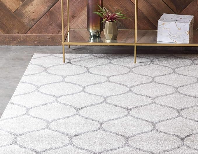 Unique Loom Trellis Frieze Collection Area Rug - Rounded (4' 1" x 6' 1", Ivory/ Gray)