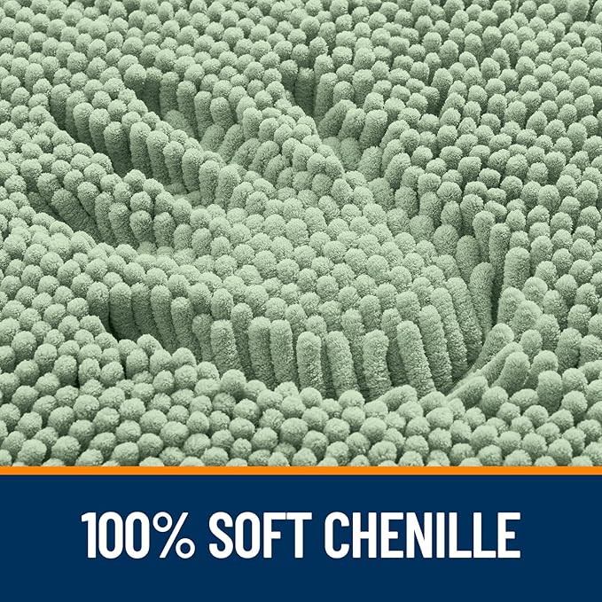OLANLY Bathroom Rugs 50x30, Extra Soft Absorbent Chenille Bath Rugs, Rubber Backing Quick Dry, Machine Washable Bath Mats for Bathroom Floor, Tub and Shower, Home Decor Accessories, Sage Green