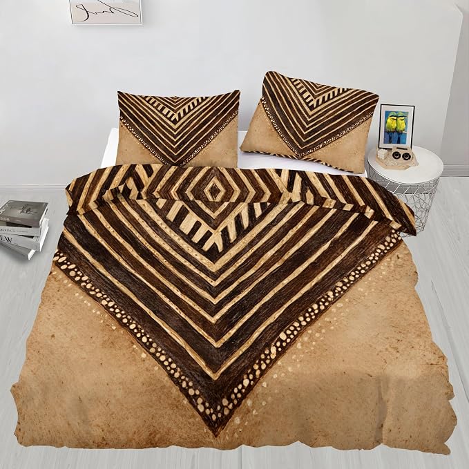 Boho Aktez Duvet Cover Twin Size, Southwestern Bedding Set 3 Piece, Vintage Geometric Patterned Comforter Cover with Zipper Soft Microfiber, 2 Pillowcases