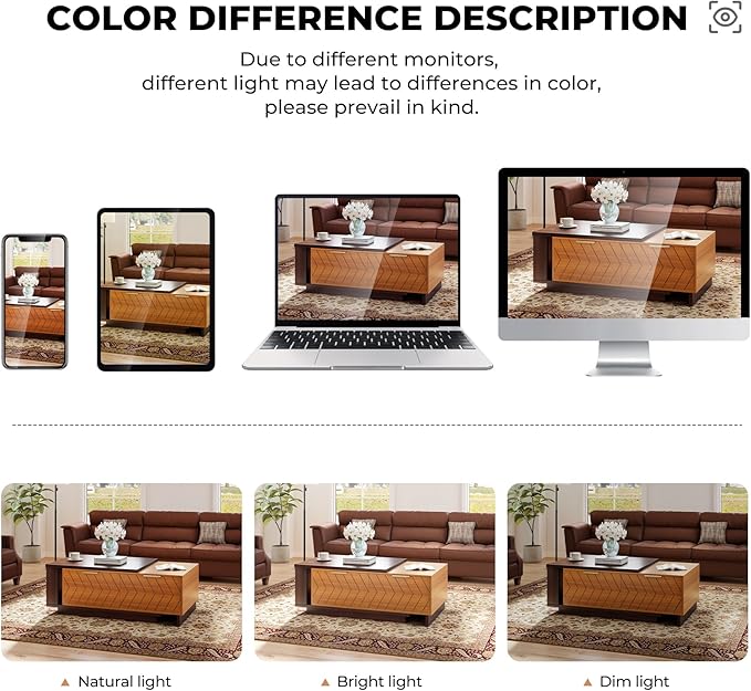 42"- 65" Extendable Coffee Table with Storage, Reversible Wood Coffee Table with 2 Drawers, Two-Tone Large Adjustable Coffee Tables for Living Room, Office (Dark Walnut)