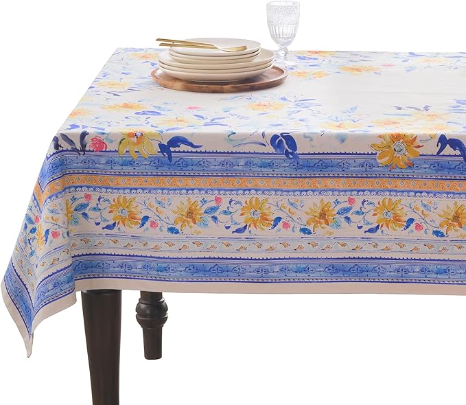 Maison d' Hermine Table Cloth Rectangle Table 100% Cotton 60 x 120 Inches Tablecloth Reusable Decorative for Dining Room Farmhouse Home Valentines Day Decorations Spring Summer - Girassol