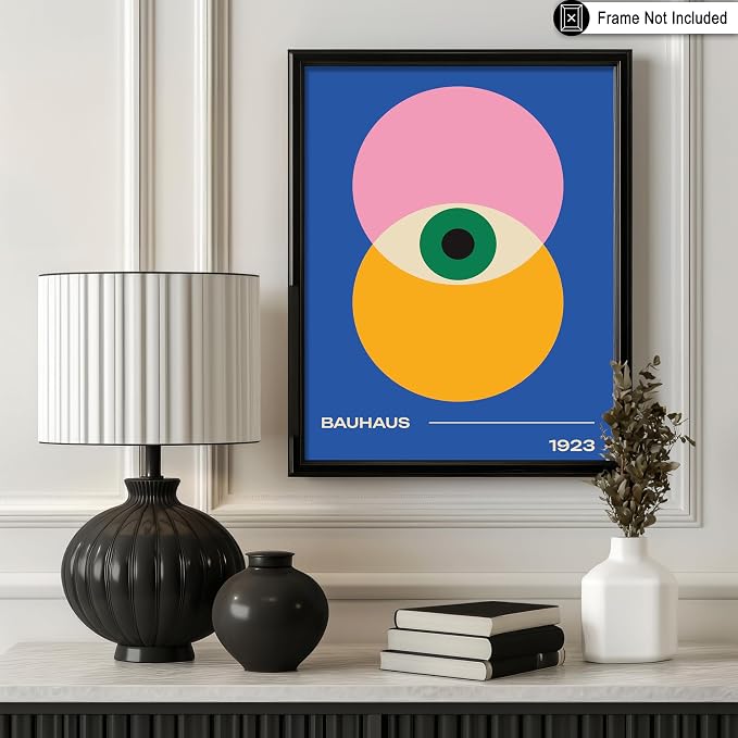 Poster Master Bauhaus Poster - Eye Print - Layered Circles ART - Graphic Design - Geometric Style - Chic Boho ART - Mid Century Modern - Living Room or Bedroom Decor - 24x32 UNFRAMED Wall Decor