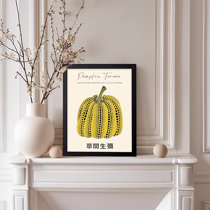 Poster Master Vintage Poster - Retro Pop Art Print - Gift for Artist, Friend - Pumpkin Forever, Black Dot, Modern, Abstract - Wall Decor for Home, Office, 8x10 Black Framed