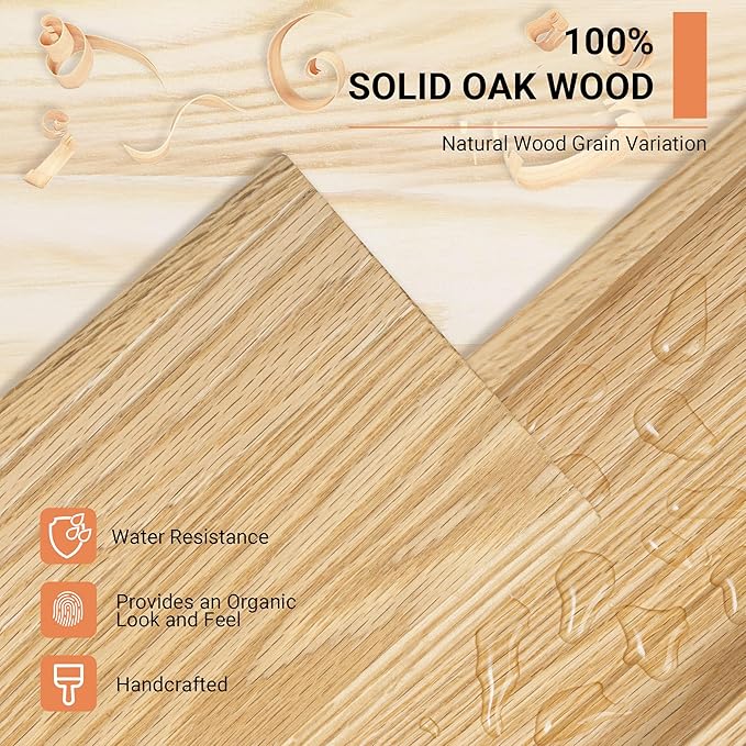 Vivelove Oak Floating Shelves Wall Mounted Set of 2, Rustic Large Wall Shelves for Storage with Lip, Display Picture Ledge with Lip for Storage, Bedroom, Living Room, Bathroom,Nursery Display