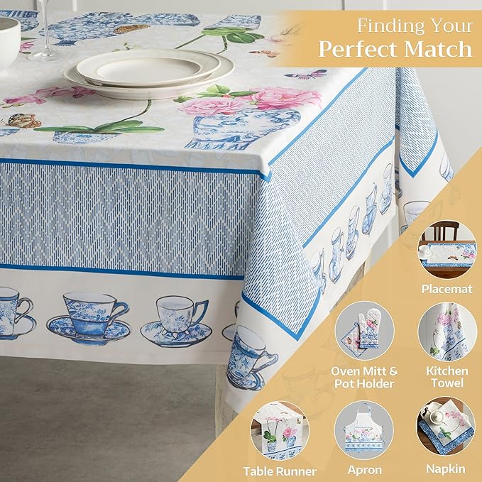 Maison d' Hermine Table Cloth Square Table 100% Cotton 60 x 60 Inches Tablecloth Reusable Decorative for Dining Room Farmhouse Home Valentines Day Decorations Spring Summer - Canton