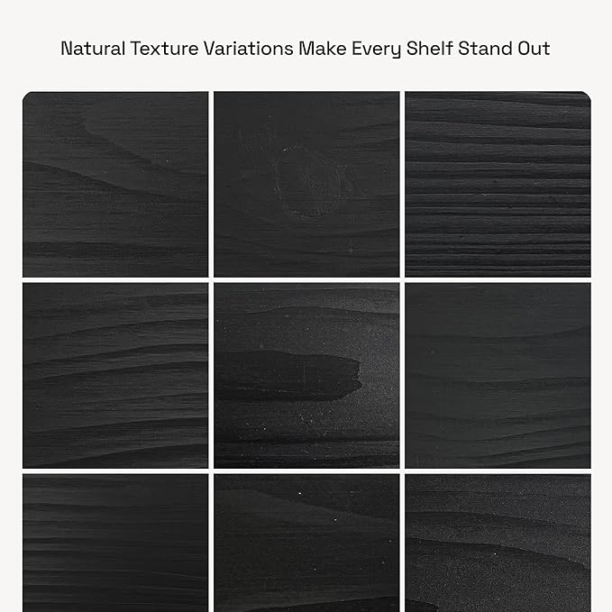 BAOBAB WORKSHOP Solid Wood Floating Shelves for Wall 30 Inches Long, Real Wooden Bathroom Shelf Large, Heavy Duty Wall Shelves Mounted Kitchen Bedroom, Black Shelf, 30W × 6.7D, Set of 2
