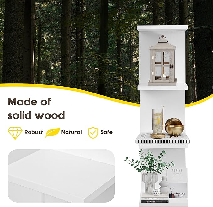 4 Tier Wall Shelf Unit,Vertical Column Floating Storage Home Decor Organizer,White Lack Wall Shelf for Bedroom,Living Room,Office Decor(2 Pack)