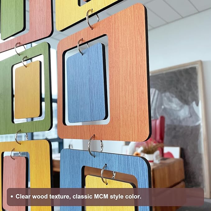 MidModArt 40PCS Retro Mid Century Modern Wall Art MCM Decor for Living Room Bedroom Kitchen Study, MCM Colored Wood Texture 11.9"x59.8"
