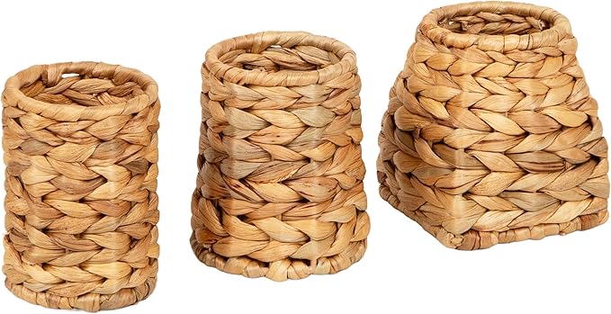 Mind Reader Natural Grass Pen Cups, Desk Supplies and Home Office Decor, Grass and Iron, Set of 3, Brown
