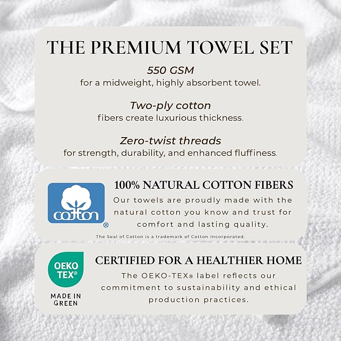 Great Bay Home 100% Cotton Oversized 2 Pack 68x35 Extra Large Towel Set - Absorbent, Quick-Drying, Durable Oversized Bath Sheets for Bathroom Décor (Optic White)