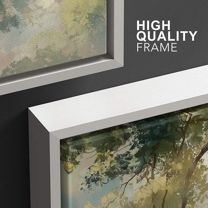 wall26 Framed Print Wall Art Set Soft Pastel Sky and Tree Canopy Abstract Nature Decorative Minimal Relax/Zen for Living Room, Bedroom, Office - 24"x36"x3 White