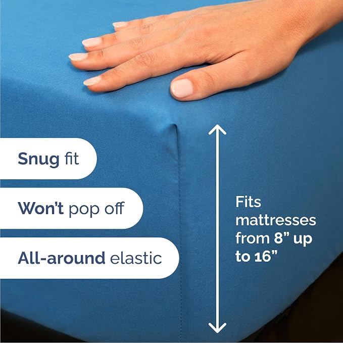 Queen Size 4 Piece Sheet Set - Comfy Breathable & Cooling Sheets - Hotel Luxury Bed Sheets for Women & Men - Deep Pockets, Easy-Fit, Soft and Wrinkle Free Sheets - Denim Blue Oeko-Tex Bed Sheet Set