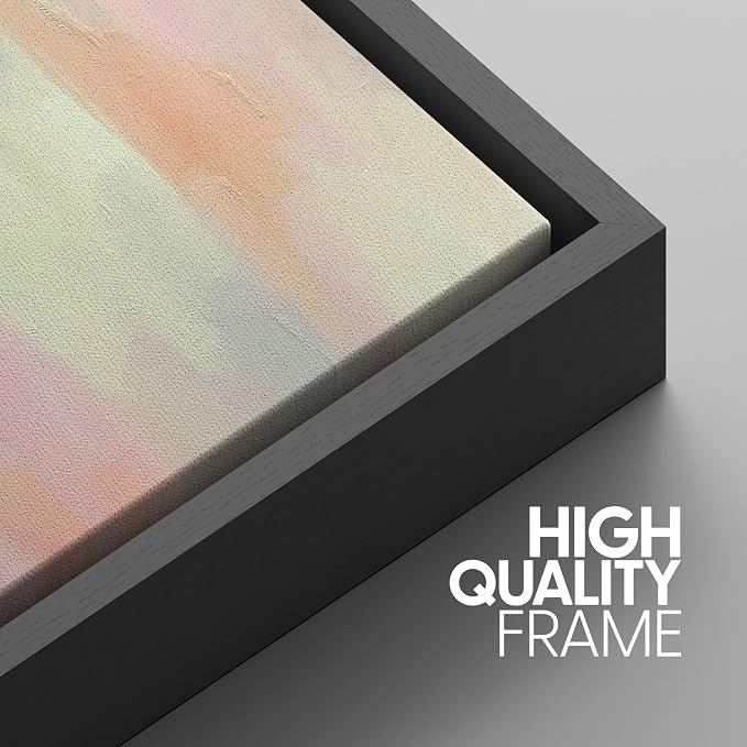 SIGNWIN Framed Canvas Print Wall Art Set Vibrant Pastel Watercolor Paint Stroke Shapes Abstract Illustrations Modern Art Decorative Nordic Calm/Zen for Living Room, Bedroom, Office - 16"x24"x3 Black