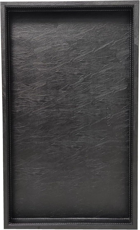 25 x 15 inches High-End Light Luxury Leather Rectangle Oversized Service Tray for Ottoman Tray, Coffee, Food, Family Dinner, Picnic, Party Essentials (Black, 25 x 15 inch)