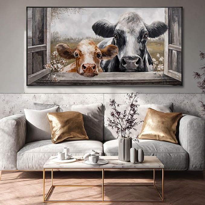 SOUGUAN Animal Canvas Wall Art Country Poster Printing Vintage Wall Decor 24"x48" Hanging Art for Dining Room Area Artwork for Office
