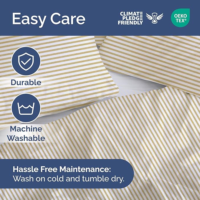 Duvet Cover Full Size - Extra Soft Full Size Duvet Cover - Lightweight, Breathable, Easy Care & Fade Free w/Zipper Closures & Ties - 80" x 90" Inches - (Beige Stripes 2) Comforter Not Included