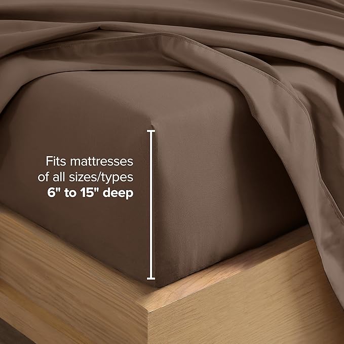 Bare Home Twin Sheet Set - 1800 Ultra-Soft Microfiber Twin Bed Sheets - Double Brushed - Deep Pockets - Easy Fit - 3 Piece Set - Bedding Sheets & Pillowcases (Twin, Cocoa)