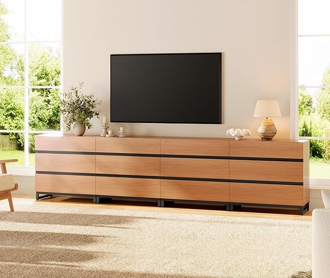 WAMPAT Dresser for Bedroom, Closet Organizers and Storage with 12 Drawers, Chest of Drawers with Metal Base, Wooden Modern Dresser for Living Room, Bedroom, Entryway, Mocha