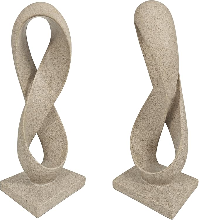 SIMON'S SHOP Modern Minimalist Abstract Sculpture, 14.5'' Tall Figure Eight Infinity Statue, Resin Hand Crafted Accent Décor for Home Office Tabletop Shelf Mantel