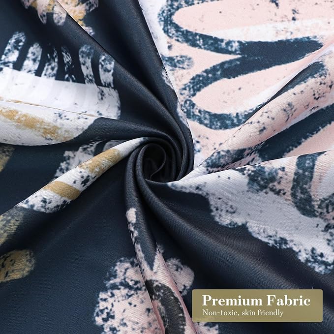 MitoVilla Boho Floral Shower Curtain, Modern Abstract Flower Shower Curtains for Chic Vintage Bathroom Decor, Fabric Cloth Colorful Leaves Shower Curtain, 72x72