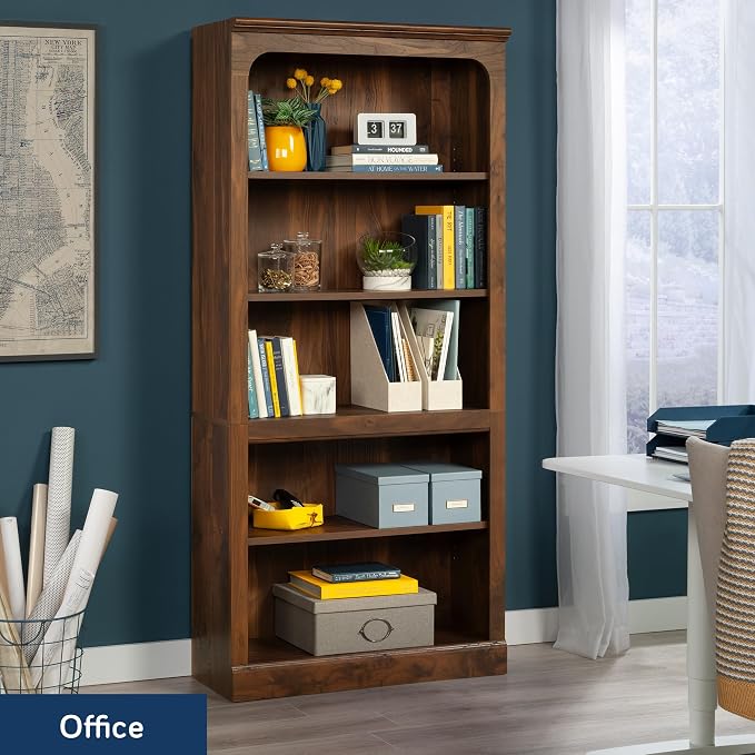 Sauder Select 5-Shelf Bookcase, in a Grand Walnut Finish