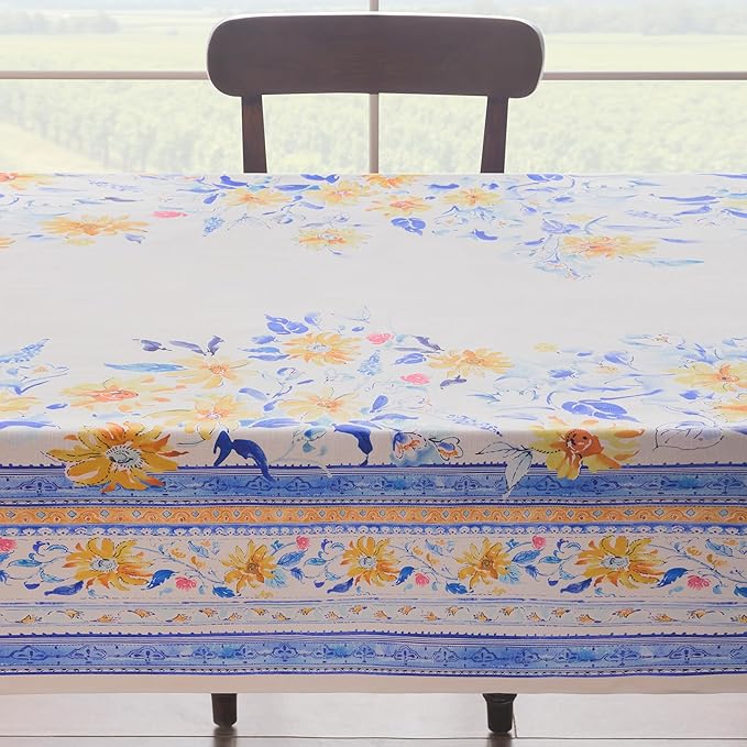 Maison d' Hermine Table Cloth Square Table 100% Cotton 54 x 54 Inches Tablecloth Reusable Decorative for Dining Room Farmhouse Home Valentines Day Decorations Spring Summer - Girassol