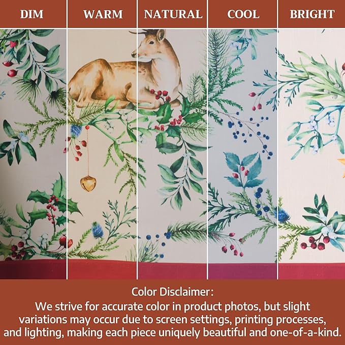 Maison d' Hermine Table Cloth Square Table 100% Cotton 60 x 60 Inches Fall Tablecloth Reusable Everyday Use for Thanksgiving Christmas Decorations Dining Farmhouse Party (Holly Time)