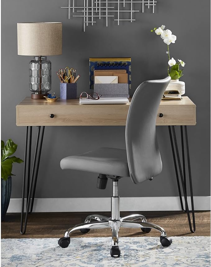 Realspace® Callay 42" W Writing Desk, Blonde Oak/Black