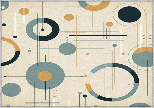 Mid Century Rugs for Living Room 7x10, Retro 50s Geometric Abstract Modern Pattern Design Area Rug, Mid Century Bedroom Decor Carpet, Non Slip, Washable (RG406)