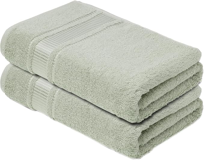 Melissa Linen 2-Pack Hand Towels, 100% Turkish Cotton Premium Bathroom Towels, 20 x 35 in - Sage Green (Muted with Gray Undertones)