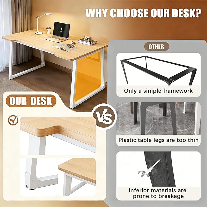 Computer Desk 39.4 Inch Small Office Desk with Wood Top and Metal Frame, Study Writing Desk for Home, Bedroom, Gaming, U-Shaped Leg Design, Modern Simple