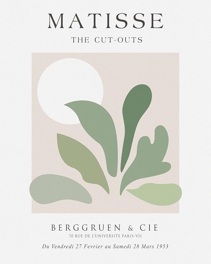 Unframed Sage Green Wall Art Set of 3,12x16IN Abstract Matisse Wall Decor,Quality Canvas Prints Posters Decoration for Bathroom Living Room Bedroom, Unframed