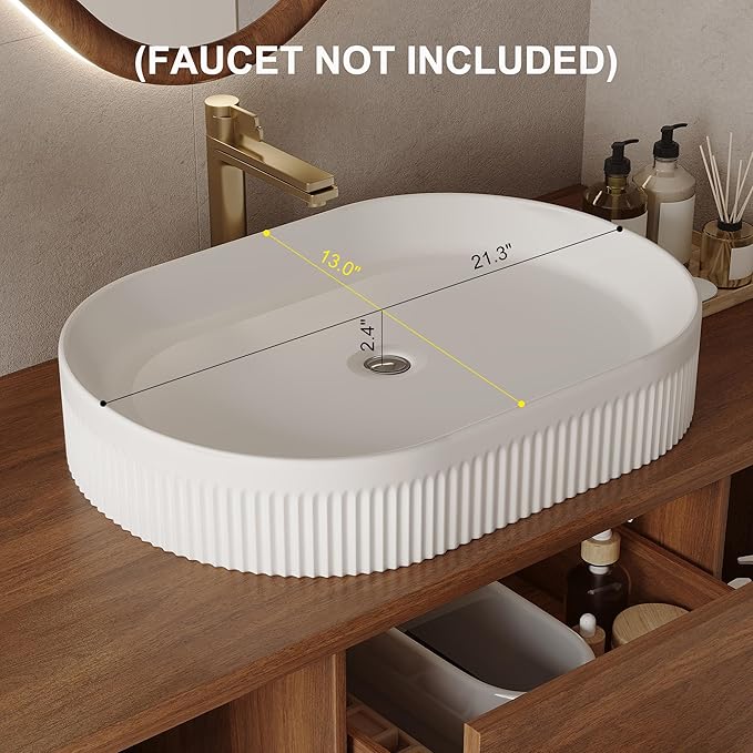Glintee 40" Modern Floating Bathroom Vanity with Ceramic Basin– Wall-Mounted Solid Wood Cabinet with 2 Drawers & Dual Open Shelves, Easy Assembly (Walnut)